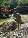 Pair Metal Cranes Bird Garden Ornaments Statues Bronze Effect Post 1-2 days
