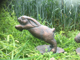 Leaping Hopping Rabbits Hares Home Or Garden Statues Figurines Bronze Effect