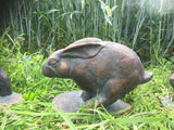 Leaping Hopping Rabbits Hares Home Or Garden Statues Figurines Bronze Effect