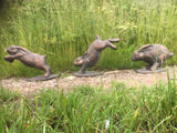 Leaping Hopping Rabbits Hares Home Or Garden Statues Figurines Bronze Effect