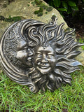 Wall Plaque Sun and Moon Aluminium Garden Art Bronze Effect Finish