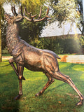 Red Deer Garden Statue Bronze effect
