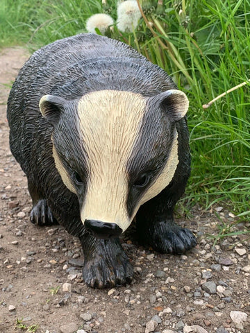 Badger Wildlife Countryside Garden Ornament Statue Painted Effect