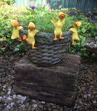 4 Ducks Birds Chicks Flower Pot Hangers Decorations Garden Statues Ornaments