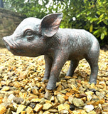Piglet Pig Garden or Home Statue Ornament Metal Bronze Effect