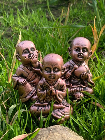 Miniature Buddha Statues Garden Indoor/Outdoor Set Of Three