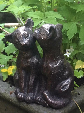 Share Bronze Effect Preening Cats Feline Miniature Ornament Statue Home Garden