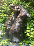 Share Bronze Effect Preening Cats Feline Miniature Ornament Statue Home Garden