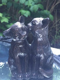 Share Bronze Effect Preening Cats Feline Miniature Ornament Statue Home Garden