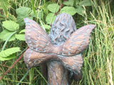 Sitting Fairy Ornament Statue Figurine Bird Feeder Bronze Effect Patina