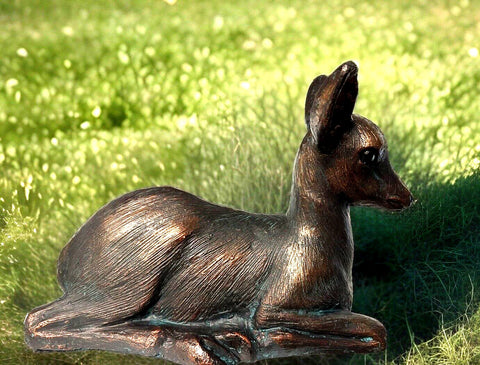 Fawn Deer Garden Ornament Statue Aluminium With Bronze Effect finish