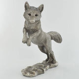 Share Fox Pouncing Antique Silver Effect Finish Ornament Statue Figurine Gift