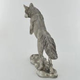 Share Fox Pouncing Antique Silver Effect Finish Ornament Statue Figurine Gift