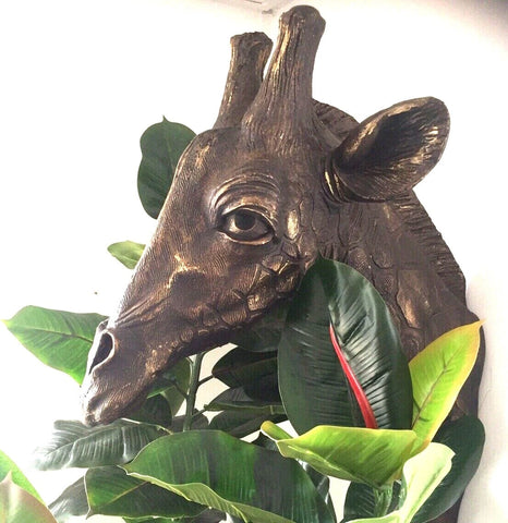 Giraffe Bust Head Interior Design Conservatory Summer House Statue Bronze Effect