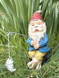 Gnome Elf Fishing Angling Garden Statue Ornament