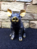 Elegant Pig Garden Ornament Statue bronze effect