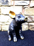 Elegant Pig Garden Ornament Statue bronze effect