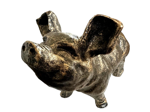 Aged Gold Pig Garden or Home Ornament Statue bronze effect look