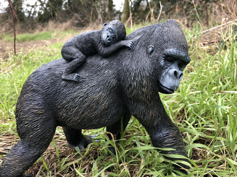Gorilla Primate and Cub Statue Interior Design Ornament D. Fossey.