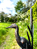 Aluminium Herons in Reeds Pair Garden Home Statue Bronze Effect
