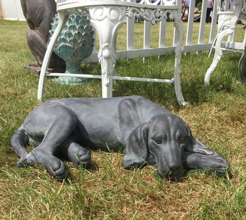 Resting Hound Dog Statue Ornament Stone Effect