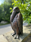 Pelican Garden Home or Fireside Ornament Bird Statue Bronze Effect