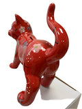 POMME PIDOU CAT CERAMIC MONEY BOX BANK RED with FLORAL PATTERNS ( GIFT BOX INC.)