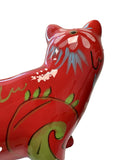POMME PIDOU CAT CERAMIC MONEY BOX BANK RED with FLORAL PATTERNS ( GIFT BOX INC.)