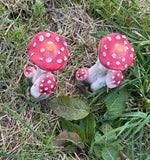 Set of 2 Toadstools Garden Ornament Statue