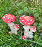 Set of 2 Toadstools Garden Ornament Statue