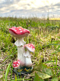 Set of 2 Toadstools Garden Ornament Statue