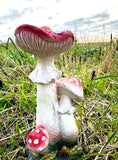 Set of 2 Toadstools Garden Ornament Statue