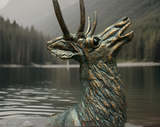 Red Deer Garden Statue Bronze effect