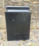 Black Steel Post box, Mailbox Red Rose Logo for Garden, Driveway, Gate Entrance