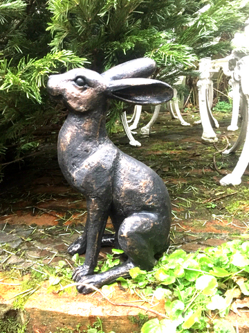 Alert Hare Garden Statue Bronze effect Finish