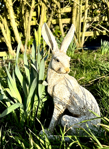 March hare Garden Statue Ornament Winter White/Cream