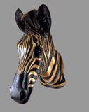 Zebra Head Bust Interior Design Home Conservatory Summer House Black+Gold