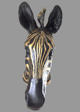 Zebra Head Bust Interior Design Home Conservatory Summer House Black+Gold