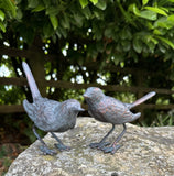 Garden Birds Ornament, Sparrows Statues Bronze Effect Cast Iron Bird pair Set