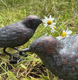 Garden Birds Ornament, Sparrows Statues Bronze Effect Cast Iron Bird pair Set
