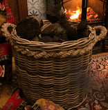 Beautiful Log Laundry Toy Rope Basket Kaboo Finish Natural Hand Made Rattan