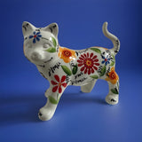 POMME PIDOU CAT CERAMIC MONEY BOX with Gift Box (White with floral patterns)