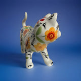 POMME PIDOU CAT CERAMIC MONEY BOX with Gift Box (White with floral patterns)