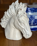 Horse Stallion Bust Head Ornament Statue White Shabby Chic