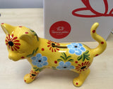 POMME PIDOU CAT CERAMIC MONEY BOX with Gift Box (Yellow with floral patterns)