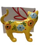 POMME PIDOU CAT CERAMIC MONEY BOX with Gift Box (Yellow with floral patterns)