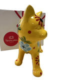POMME PIDOU CAT CERAMIC MONEY BOX with Gift Box (Yellow with floral patterns)