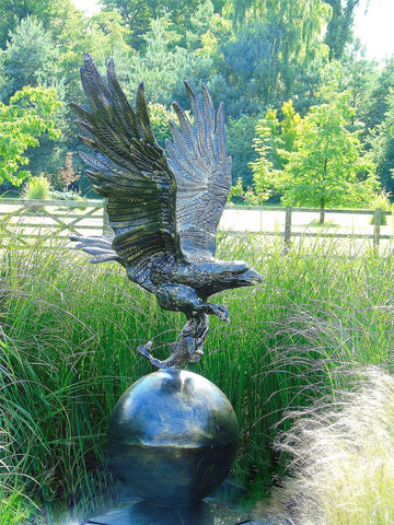 Eagle on Ball - Life-size aluminium statue
