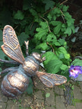 Bumble Bee Garden home Ornament Statue Copper effect highlights cast iron