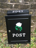 Steel Post Box Letter Box White Rose Design